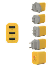Adaptateur 3 ports USB Go Travel Electrique Monde Jaune