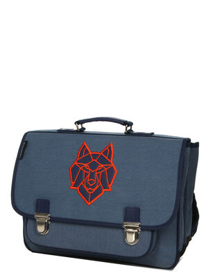 Cartable Grand Caramel & Cie Le Loup 41 cm Bleu