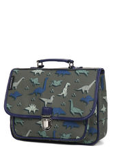 Mini cartable Caramel & cie Dinogami 32 cm Vert Olive