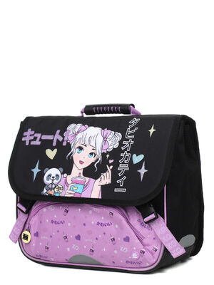 Cartable Manga XOXO 38 cm Noir Mauve