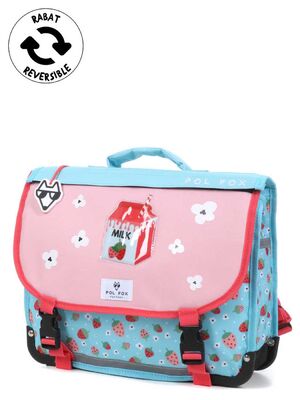 Cartable R�versible Pol Fox Strawberry 38 cm Bleu Rose