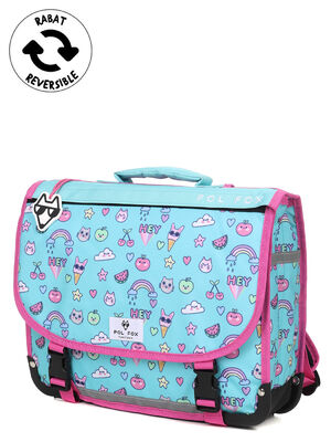 Cartable R�versible Pol Fox Kawaii 38 cm Turquoise
