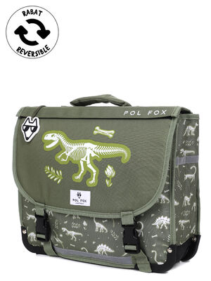 Cartable R�versible Pol Fox Jurassic 38 cm Kaki
