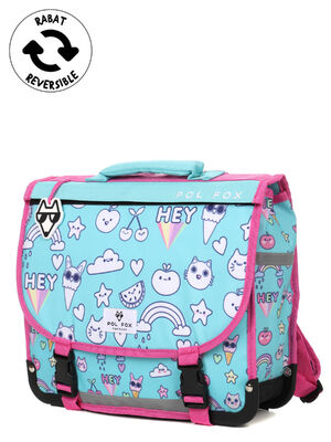 Cartable R�versible Pol Fox Kawaii 35 cm Turquoise