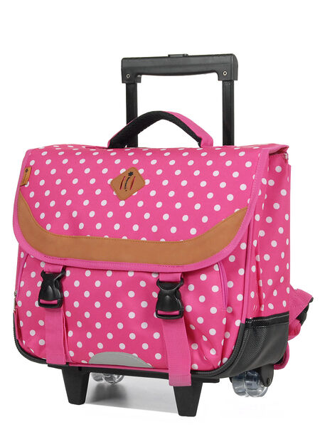 Cartable � roulettes Pois 38 cm Fuchsia