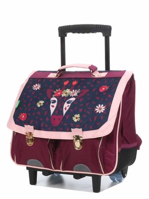 Cartable � roulettes Tann's Inaya 38 cm - 2 boucles Marine/Prune