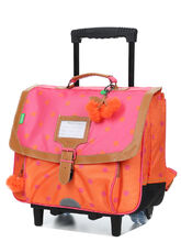 Cartable � roulettes Tann's Sidonie 38 cm Rose/Orange