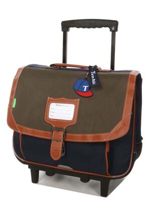 Cartable � roulettes Tann's Axel 38 cm Kaki/Bleu