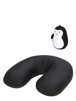 Coussin de voyage Kikkerland Zip & Flip Pingouin 10341#Noir