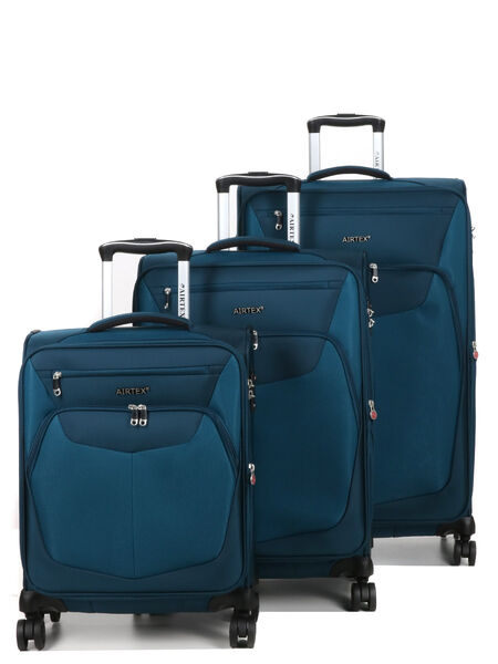 Ensemble 3 valises souples extensibles Bor�al Bleu Vert
