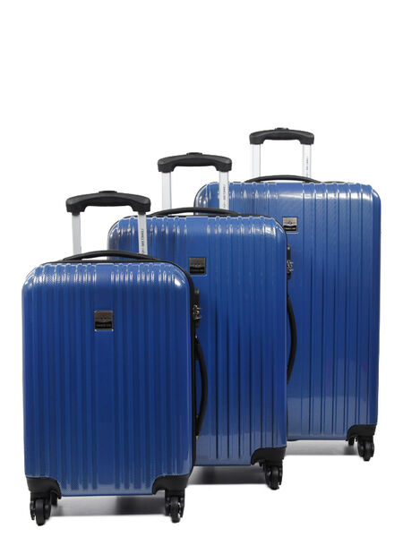 Ensemble 3 valises rigides Shiny Bleu Carbone