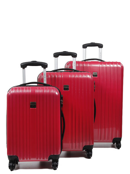 Ensemble 3 valises rigides Shiny Rouge Carbone