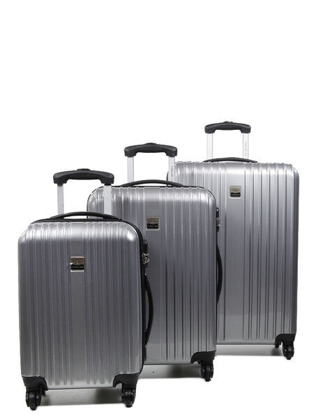 Ensemble 3 valises rigides Shiny Argent carbone