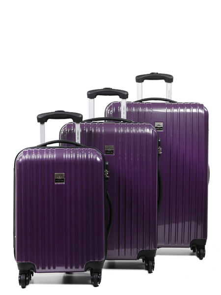 Ensemble 3 valises rigides Shiny Prune carbone