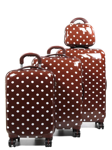Ensemble 3 valises rigides et vanity Capri Marron Pois