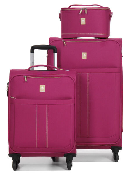 Ensemble 2 valises souples Las Vegas et vanity Magenta