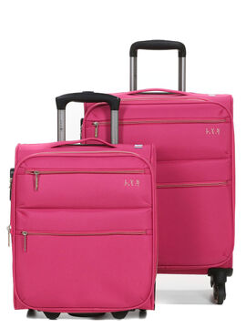 Ensemble 2 valises cabine souples extensibles Nashville 2 Fuchsia / Beige