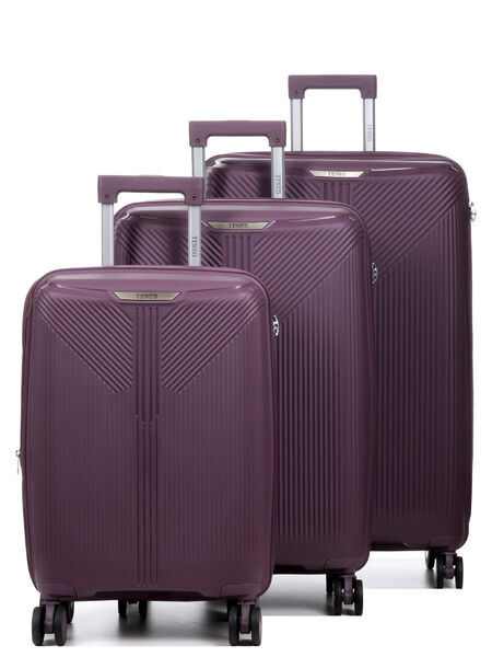 Ensemble 3 valises rigides extensibles Deltea Violet