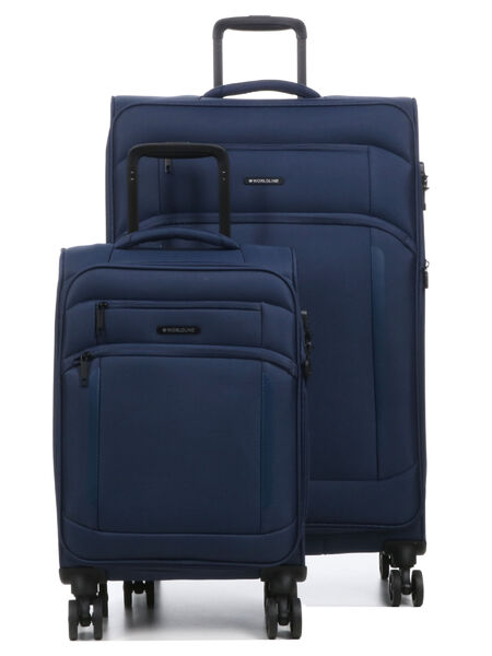 Ensemble 2 valises souples extensibles Héraklion 55 et 79 cm Bleu Marine