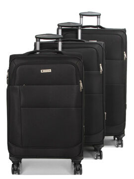 Ensemble 3 valises souples extensibles Agadir Noir