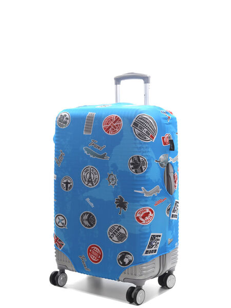 Housse de valise Fantaisie Stickers - M Bleu Logo
