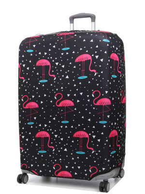 Housse de valise Periea Black with Pink Flamingos XL Noir