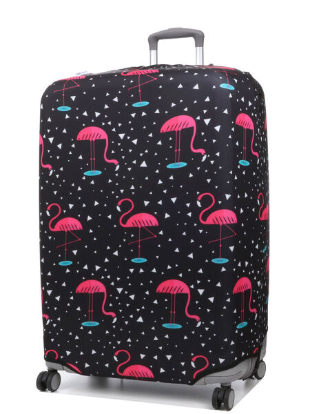 Housse de valise extensible Black with Pink Flamingos XL