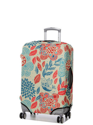 Housse de valise Periea Red and Blue Leaves M Cr�me