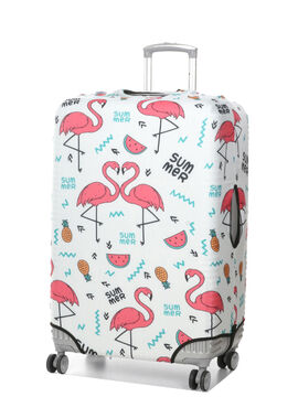 Housse de valise extensible White with Summer Flamingos L Blanc