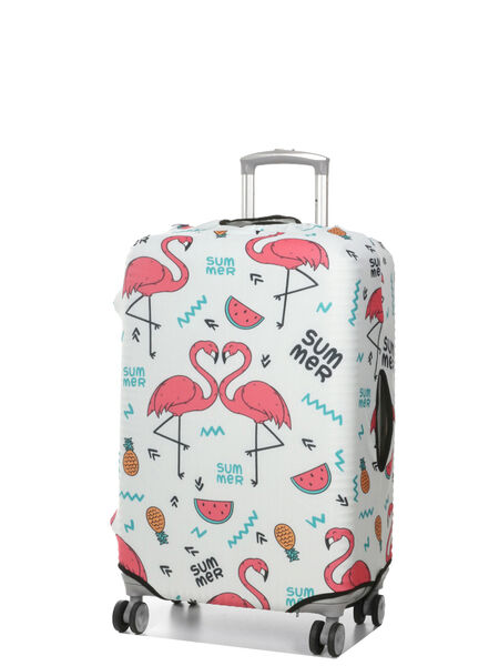 Housse de valise extensible White with Summer Flamingos M Blanc
