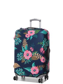 Housse de valise extensible Dark Blue with Flowers M Marine