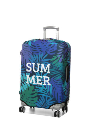 Housse de valise Periea Green and Blue Palm Leaves M Bleu