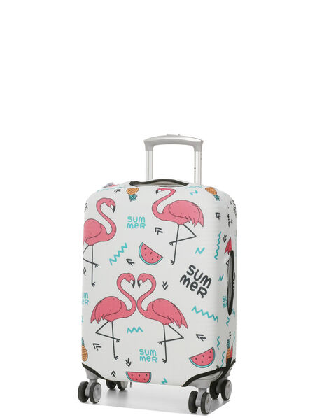 Housse de valise extensible White with Summer Flamingos S