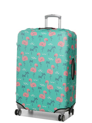 Housse de valise Periea Green with Pink Flamingos L Vert