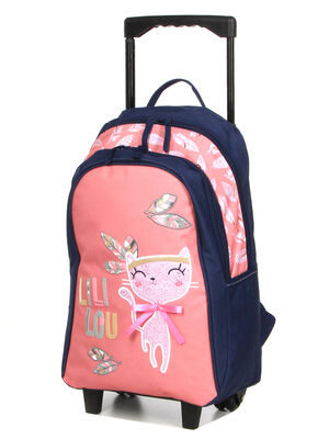 Sac � dos � roulettes Lili Lou Plumes 12750#Rose