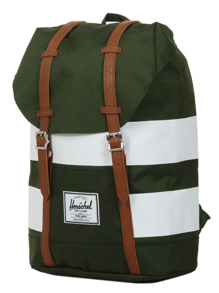 Sac à dos Retreat Forest Night/White Rugby Stripe/Tan Synthetic Leat