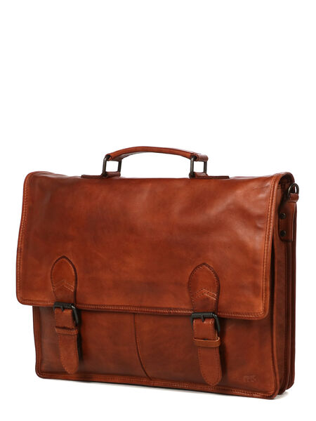 Cartable ordinateur Cow Lavato Guus 15.6 pouces Cognac