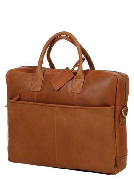 Sac ordinateur Vintage Max 17 pouces Cognac