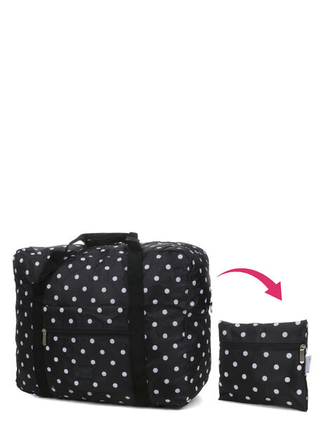Sac pliable Packable Black with White Dots 45 cm Noir