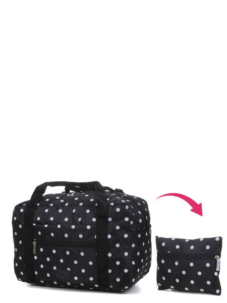 Sac pliable Packable Black with White Dots 40 cm