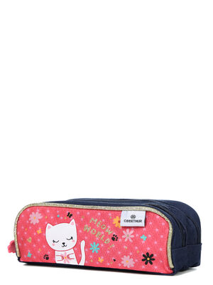 Trousse Chaton Meow World - 2 compartiments Bleu Rose