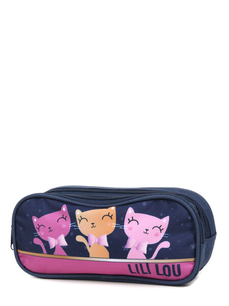 Trousse Lili Lou Glam - 2 compartiments Bleu Marine