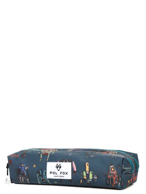 Trousse Pol Fox Robot - 2 compartiments Bleu Gris