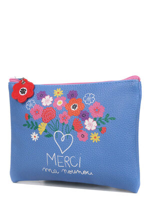 Trousse de toilette Derri�re la porte Paix Merci Ma Nounou Bleu