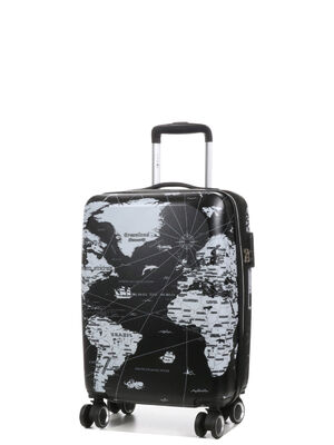 Valise Lys Mappemonde 55 cm Noir Blanc