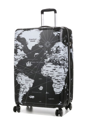 Valise Lys Mappemonde 75 cm Noir Blanc