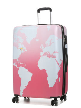 Valise rigide extensible Mappemonde 75 cm Rose