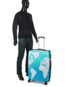 Valise rigide extensible Mappemonde 75 cm Vert Bleu