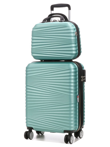 Valise cabine rigide extensible Sedona 55 cm et vanity Menthe