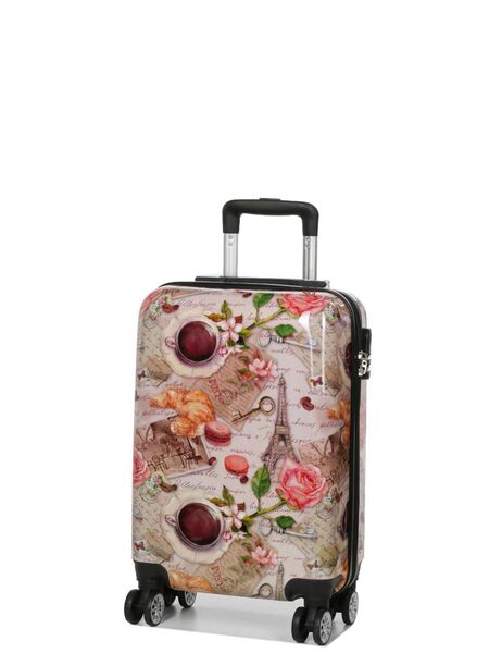 Valise cabine rigide Breakfast in Paris 55 cm Beige